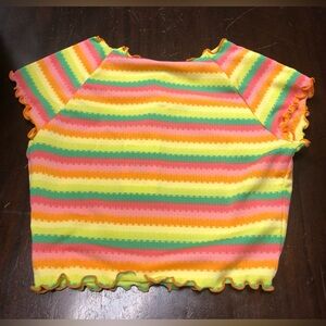 NWT L*Space Wildflower T-Shirt Style Bikini Top in Under The Sun Rainbow